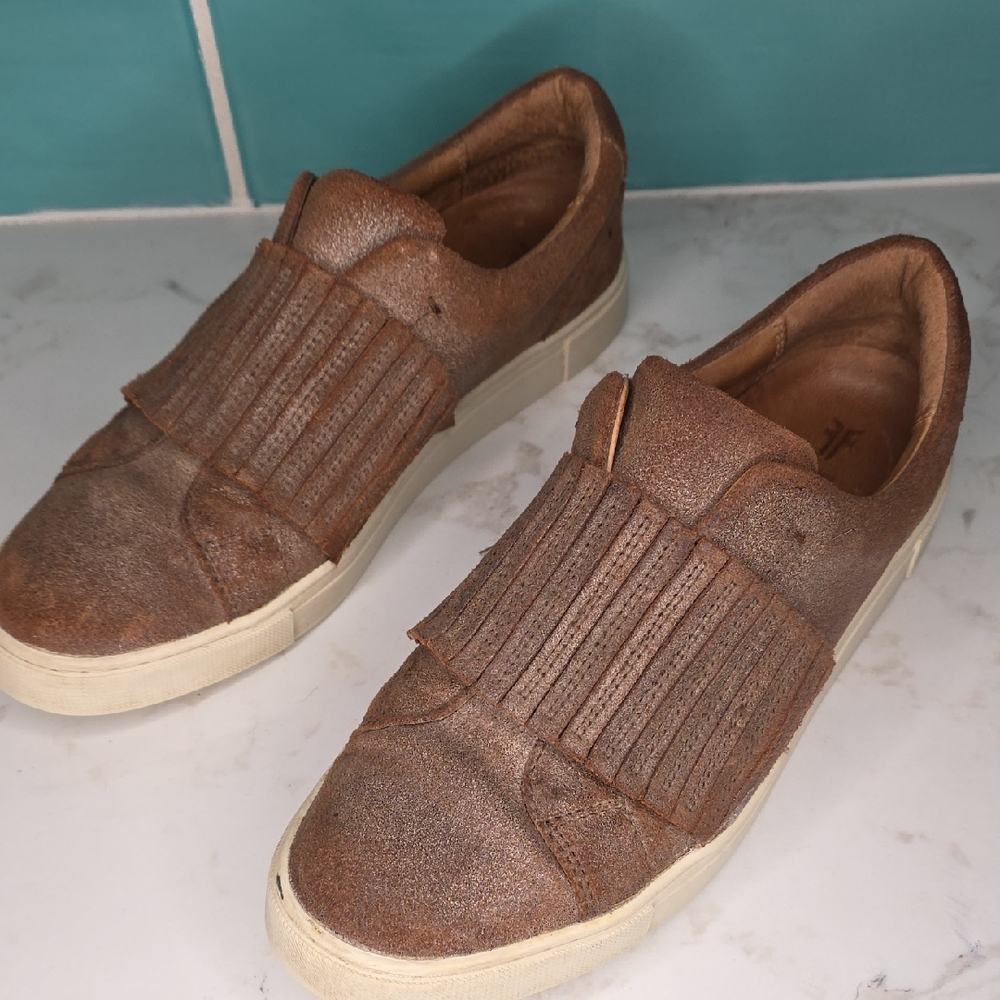 Frye Tan Textured Slip-On Sneakers Size 8